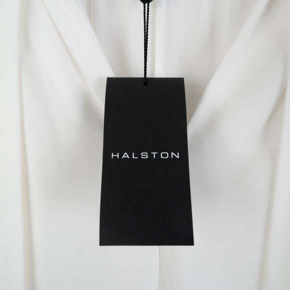 NEW HALSTON Evi Volume Drape Top in Prestine white size M - Picture 3 of 15